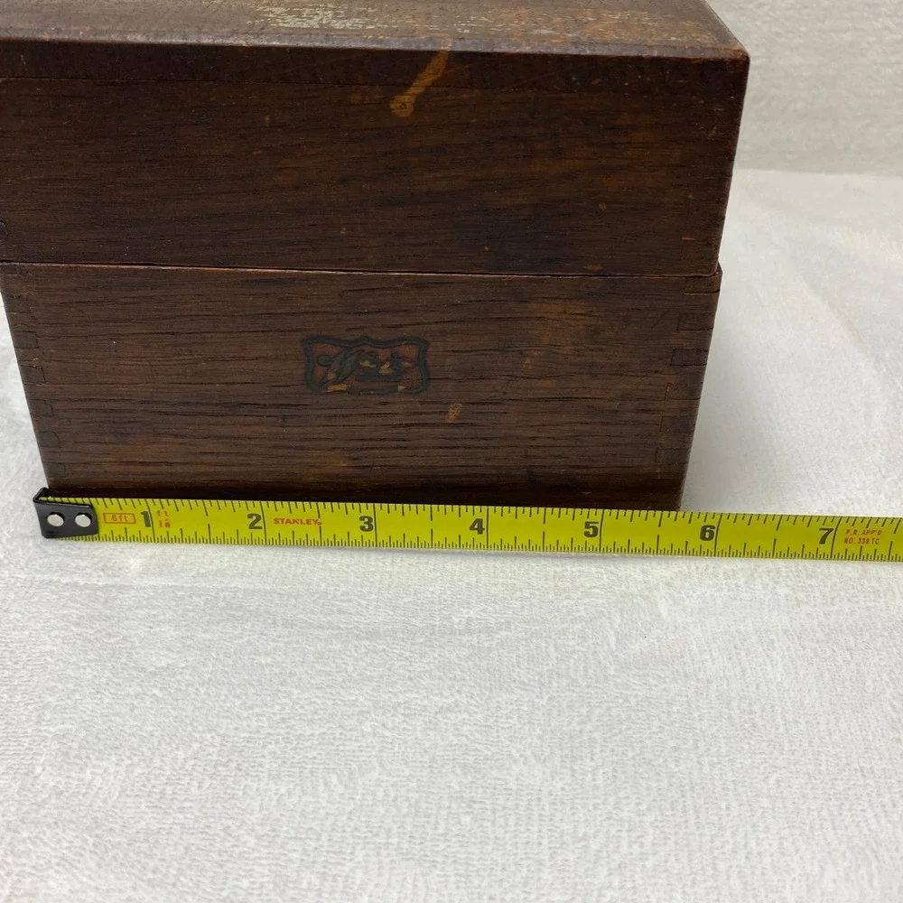 VTG Weis Oak Wooden Recipe‎ Card Catalog Box Dovetail Assembly Made in USA
